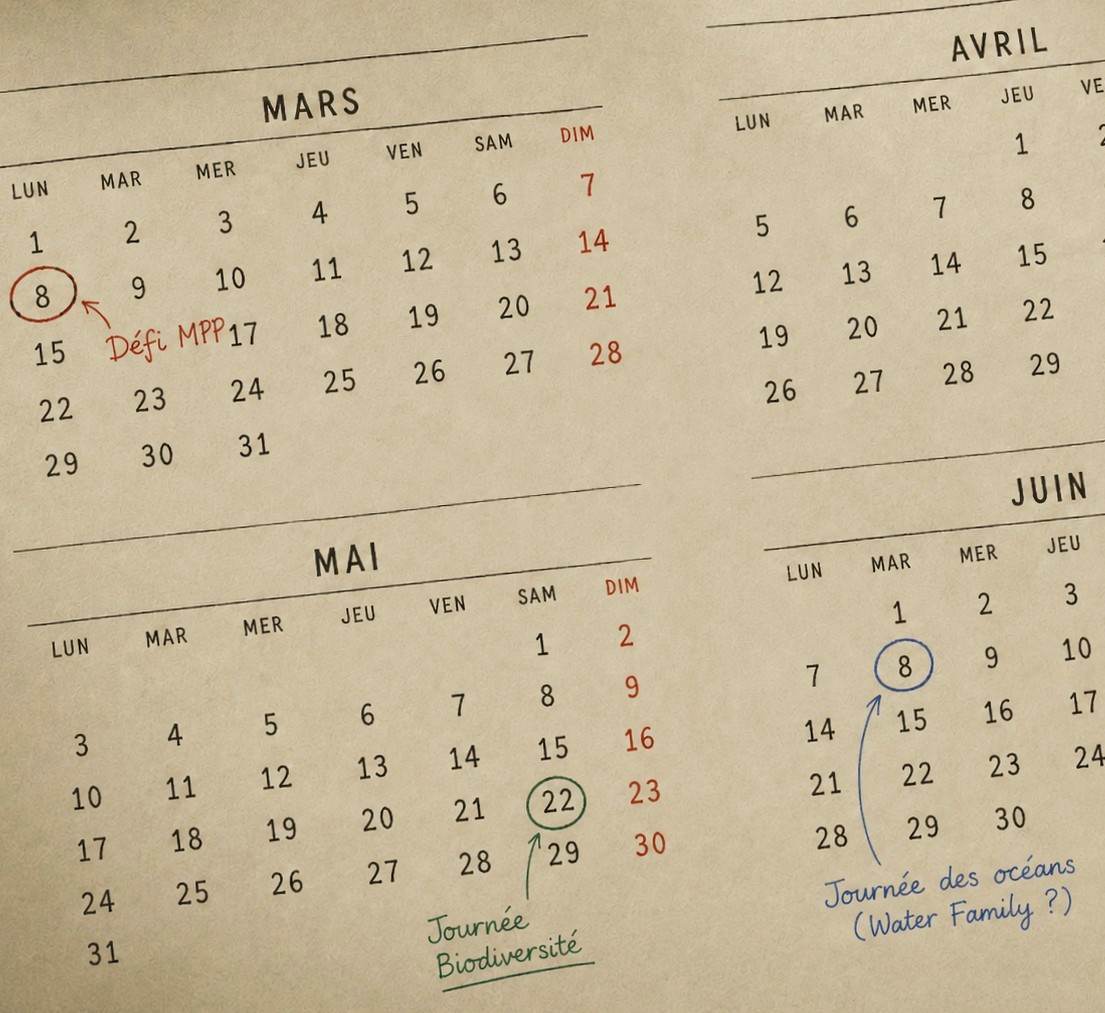 Pages d'un calendrier annuel, symbole de la programmation de l'année scolaire